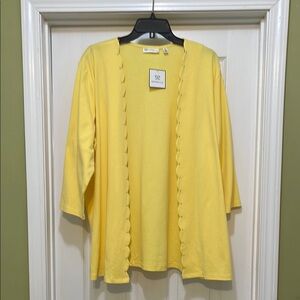 NWT Rafaella - soft yellow open cardigan with scalloped edge - size 2X